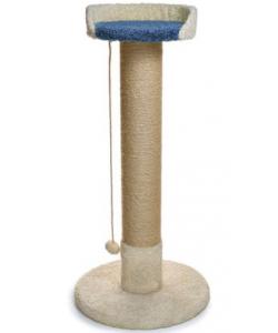 Столбик-когтеточка с лежанкой Kiruna MEGA джут, 62*130см, белый/голубой