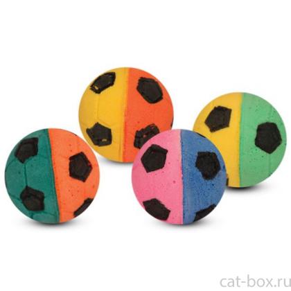 Игрушка для кошек "Мяч футбольный" разноцветный, d4см, 4шт.-0