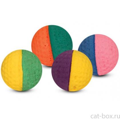 Игрушка для кошек "Мяч для гольфа" разноцветный, d4см, 4шт.-0