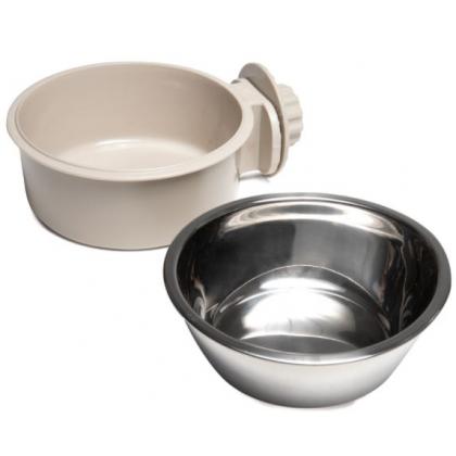 Миска подвесная с пластиковым держателем, серая, 0,365л-2