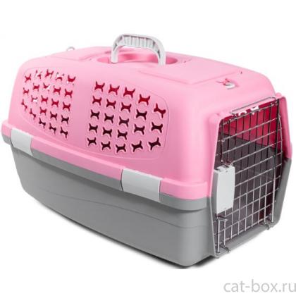 Переноска пластиковая для животных М, 55*35*32см, розовая (3661)-0