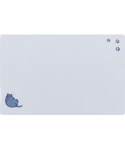 Коврик под миску с рисунком "Толстый кот/лапки", 44*28см, серый (24549)