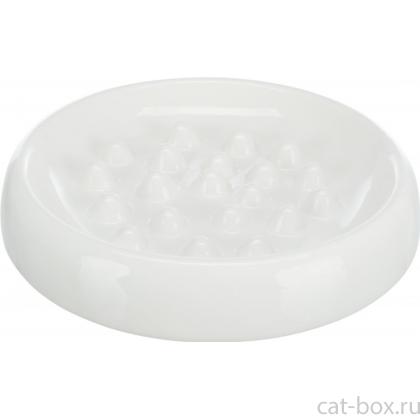 Миска для медленного кормления, керамика, 0.25л/18см, белая (24800)-0
