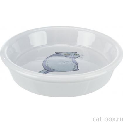 Миска с рисунком "Кот", керамика, 0.25л/13см, серая (24652)-0