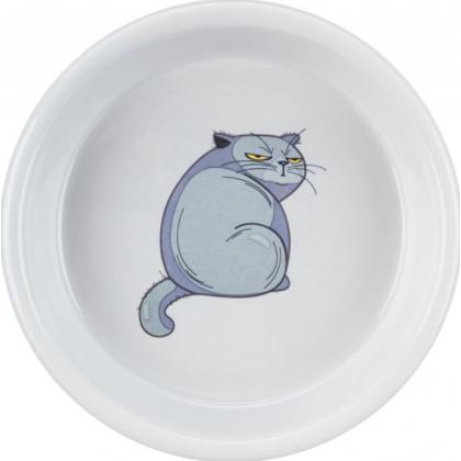 Миска с рисунком "Кот", керамика, 0.25л/13см, серая (24652)-1