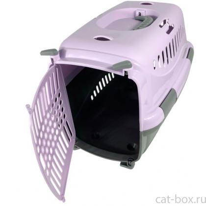 Переноска для животных "Турне" с пластиковой дверцей, 42*29*29,5см, фиолетовая-0