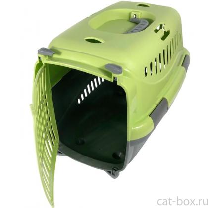 Переноска для животных "Турне" с пластиковой дверцей, 42*29*29,5см, зеленая-0