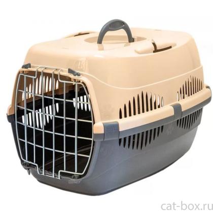 Переноска для животных "Спутник-1", 43*29*27,5см, темно-серая с бежевым-0