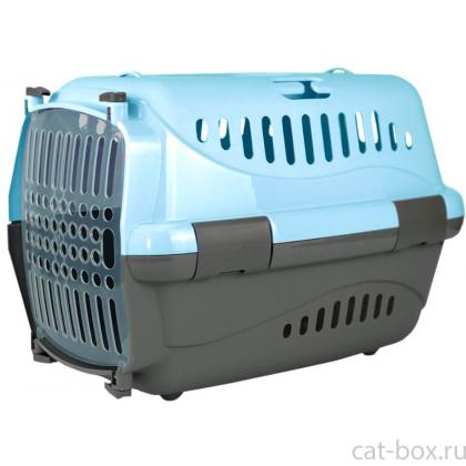 Переноска для животных "Турне" с прозрачной пластиковой дверцей, 42*29*29,5см, голубая-0