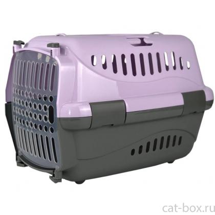 Переноска для животных "Турне" с прозрачной пластиковой дверцей, 42*29*29,5см, фиолетовая-0