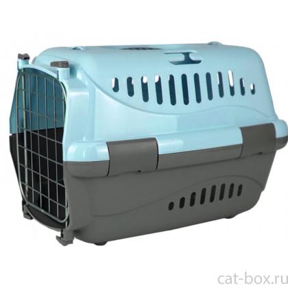Переноска для животных "Турне" с металлической дверцей, 42*29*29,5см, голубая-0
