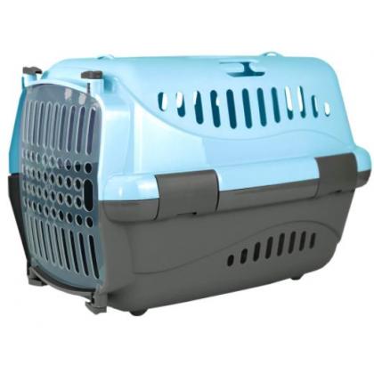 Переноска для животных "Турне" с прозрачной пластиковой дверцей, 54,5*36*34см, голубая-1