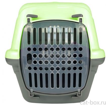 Переноска для животных "Турне" с прозрачной пластиковой дверцей, 54,5*36*34см, зеленая-0