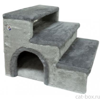 Лесенка-дом для домашних животных, мех серый, 47,5*41*35,5см-0
