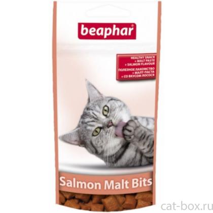 Лакомство для вывода шерсти, лосось (Malt Bits Salmon), 75шт. -0
