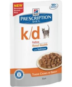 Паучи K/D для кошек при лечении почек с лососем (кусочки в соусе)