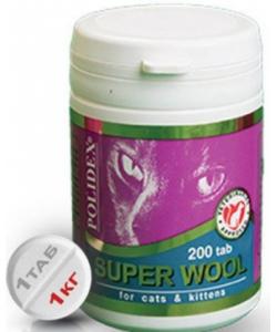 Super Wool Витаминный комплекс для кошек (для кожи и шерсти), 200 таб.