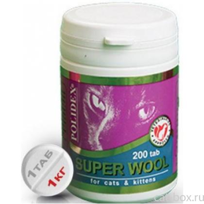Super Wool Витаминный комплекс для кошек (для кожи и шерсти), 200 таб.-0