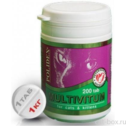 Multivitum Витаминно-минеральный комплекс для кошек (профилактика авитаминоза), 200 таб.-0