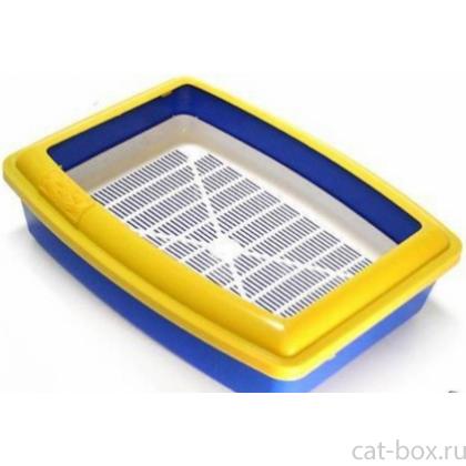 Туалет "ГЛУБОКИЙ ПОЛНЫЙ КОМПЛЕКТ"  с сеткой и бортиком СИНИЙ  41,5*30,5*9,5 см-0