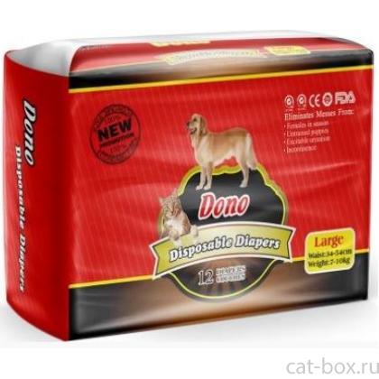 Подгузники для животных DONO Disposable Diapers, размер L (вес 7-10кг, талия 34-54см) 12шт.-0