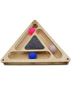 Игрушка для кошек развивающая Треугольник с шариками и когтеточкой, 32*28*3,6 см