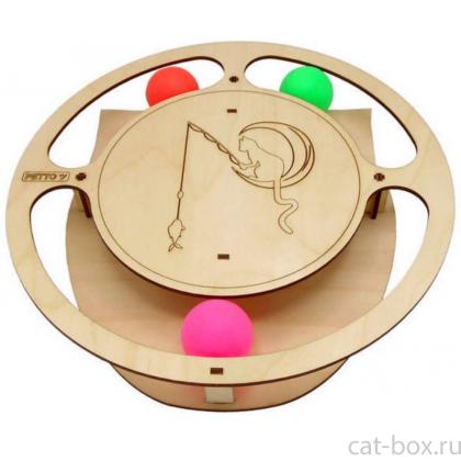 Игрушка для кошек развивающая Круг с шарикамии, 32*3,6 см-0
