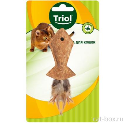 Игрушка для кошек из пробки "Рыбка с перьями", 9,5/13,5см-0