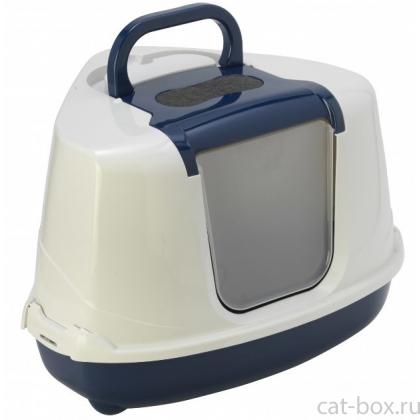 Туалет-домик угловой Flip с угольным фильтром, 55х45х38см, черничный-0