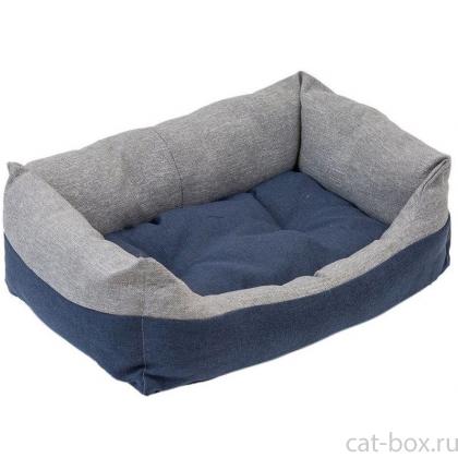 Лежак прямоугольный пухлый с подушкой "Navy" серый -0