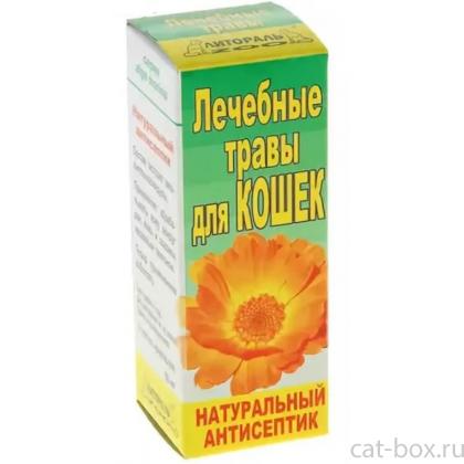 Настойка лечебных трав "Натуральный антисептик" (ранозаживляющее) для кошек-0