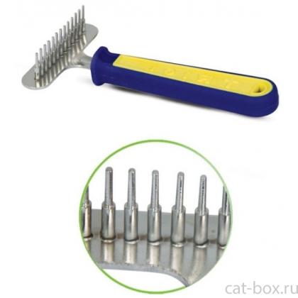 Расческа-грабли малая, сине-желтая ручка, 8*15.5 см (314)-0