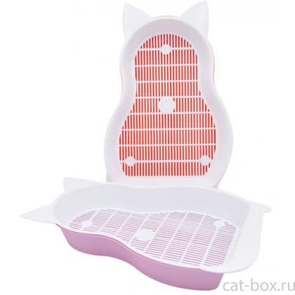 Туалет для кошек "Кошка" с сеткой, малый, 41*25,5*6 см-0