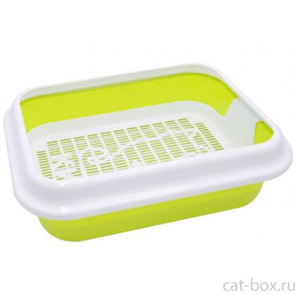 Туалет для кошек МЕГАКИС с сеткой и рамкой 46*34,5*14 см-0