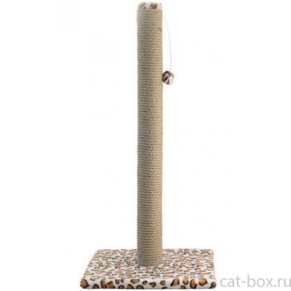 Стойка-когтеточка №12 длинная с игрушкой, джут, разноцветный мех 36*36*75см-0