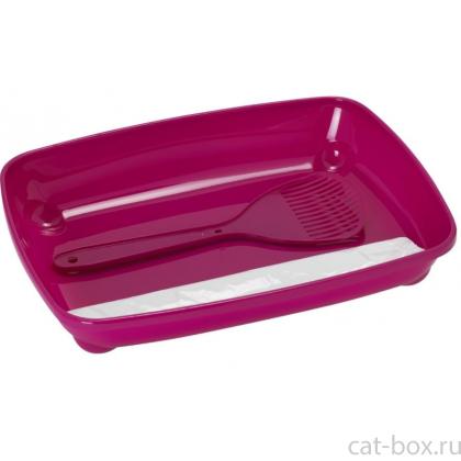 Набор для котят: совок+пакеты+ туалет, 37*28*6см (Starterkit), ярко-розовый-0