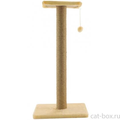 Стойка №14 длинная с полочкой, джут, однотонный мех 35*35*75 см-0