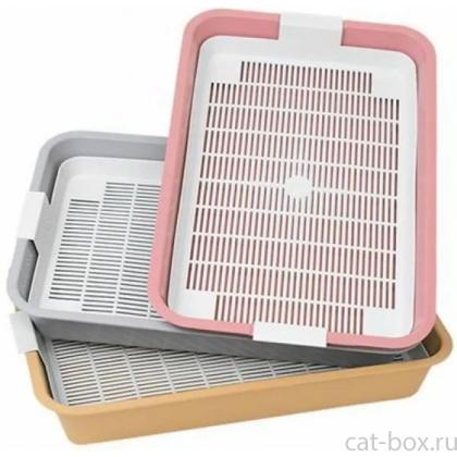 Туалет для кошек "Средний с сеткой", 39*26*7см-0