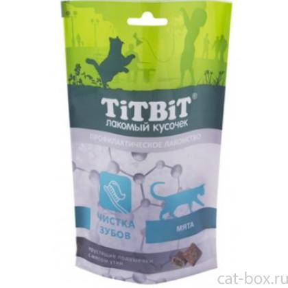 Хрустящие подушечки для кошек с мясом утки для чистки зубов-0