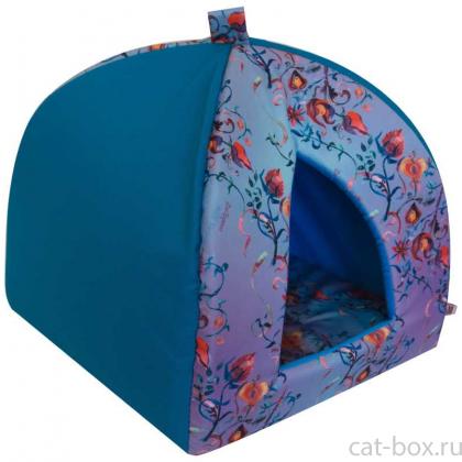 Дом вигвам "Дикие травы" мебельная ткань бирюзовая-0