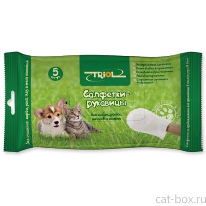 Салфетки-рукавицы влажные для животных 5 шт. (DP15)-0