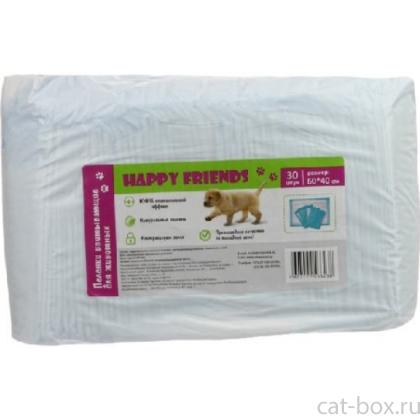 Happy Friends Пеленки впитывающие для животных, 40*60 см, 30 шт.-0
