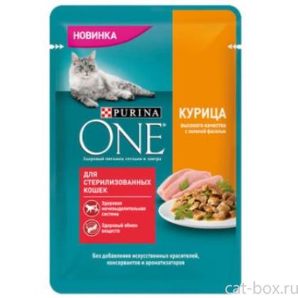 Паучи для стерилизованных кошек с Курицей и зеленой фасолью-0