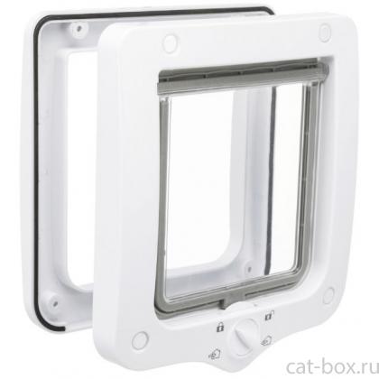 Дверца для кошки 4 позиции, клапан 14 х 15,5 см, белая (44211)-0