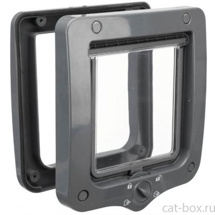 Дверца для кошки 4 позиции, клапан 14 х 15,5 см, серая (44212)-0