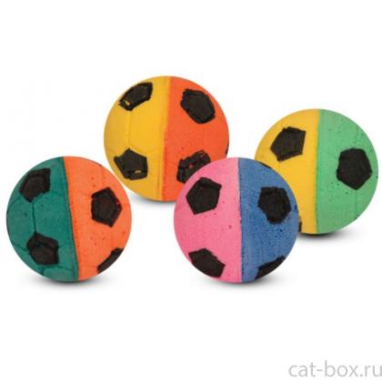 Игрушка для кошек "Мяч футбольный" двухцветный, 4см, 1 шт.-0