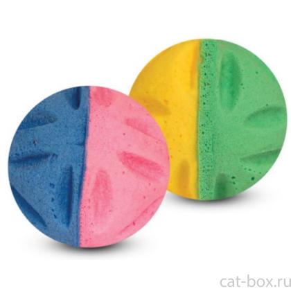 Игрушка для кошек "Мяч цветочный" двухцветный, 3,5см, 1 шт.-0