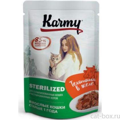 Паучи с телятиной в желе для стерилизованных кошек и кастрированных котов старше 1 года-0