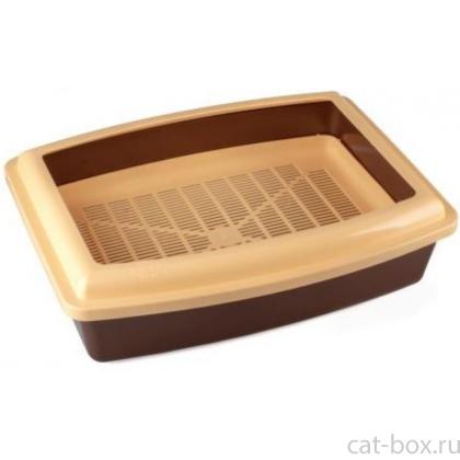 Туалет Премиум "ГЛУБОКИЙ ПОЛНЫЙ КОМПЛЕКТ"  с сеткой и бортиком, Венге/Сливки 41,5*30,5*9,5 см-0