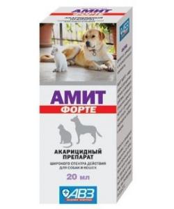 Амит форте - акарицидный препарат для лечения демодекоза, отодектоза и др. саркоптоидозов